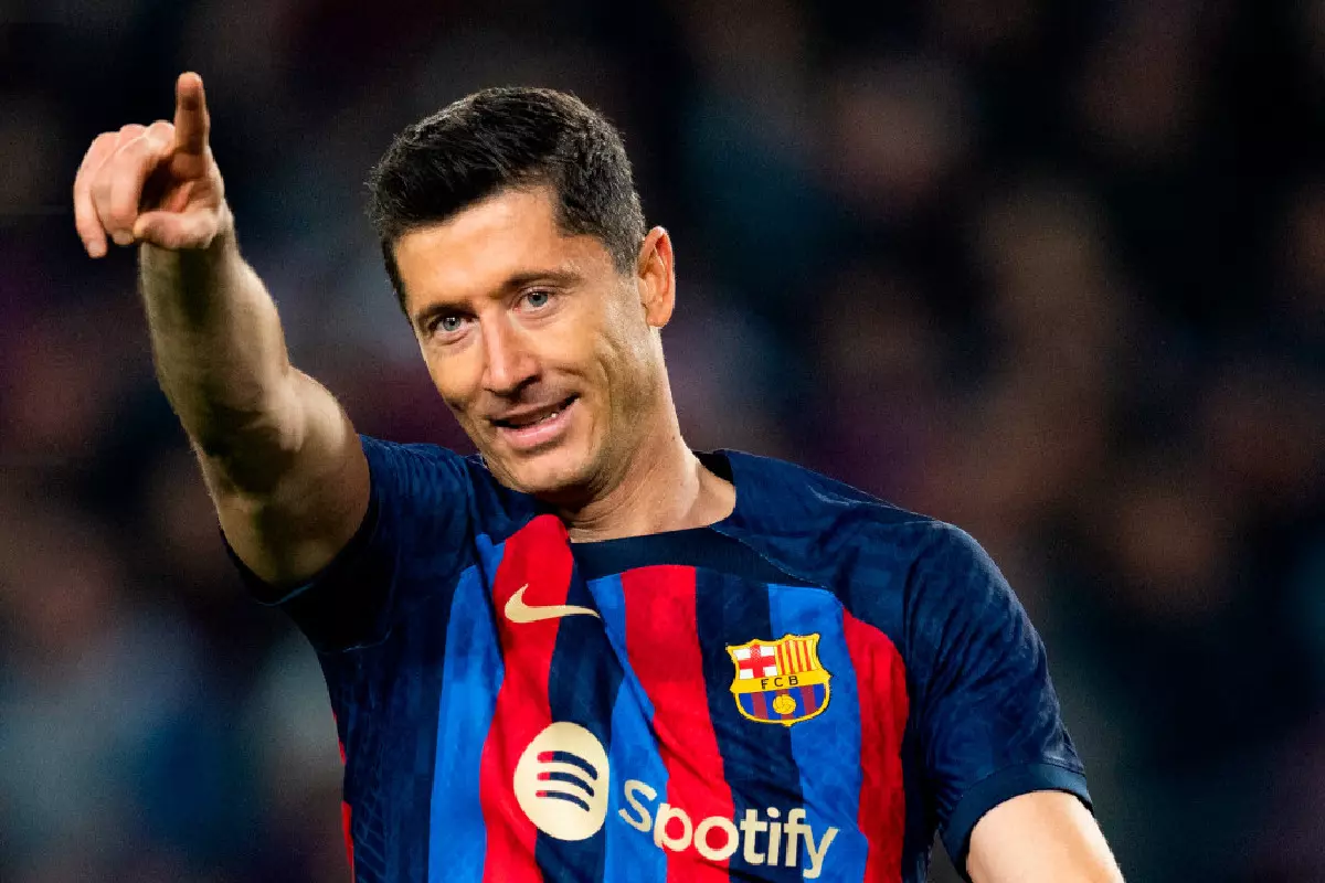 Robert Lewandowski for Barcelona versus Osasuna Feb 2023