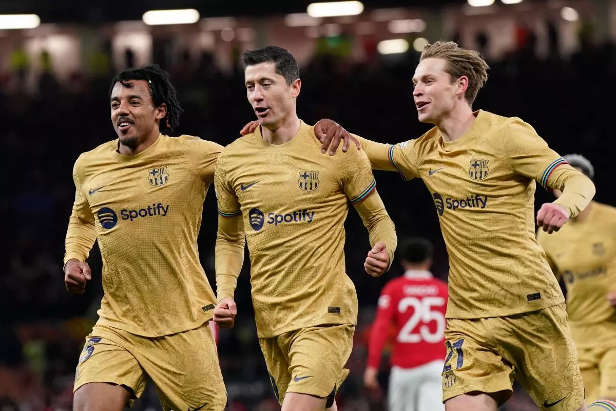 Robert Lewandowski of Barcelona celebrates scoring