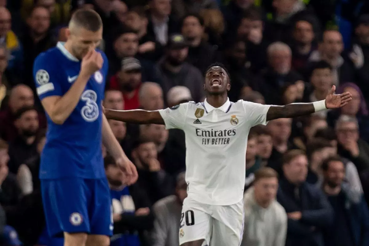Rodrygo of Real Madrid celebrates after scoring during the Champions League