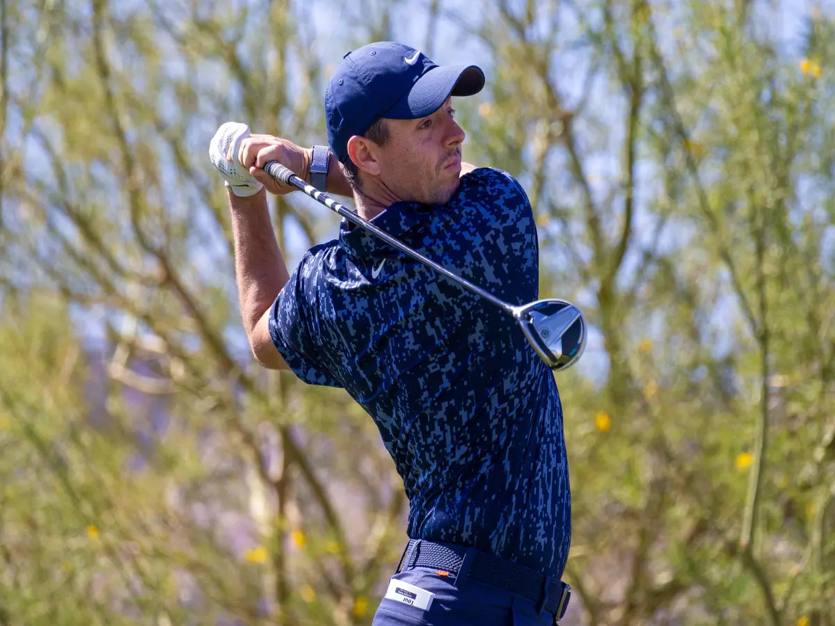 Rory Mcllroy tees off on the fourth hole during the second round of the CJ Cup on October 15, 2021 at the Summit Club in Las Vegas