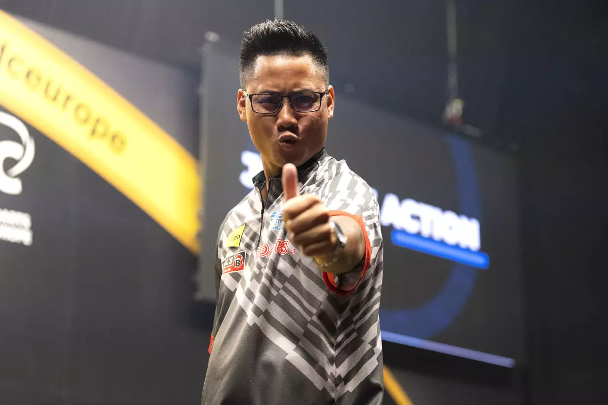 Rowby-John Rodriguez after beating Danny Noppert in European Darts Matchplay