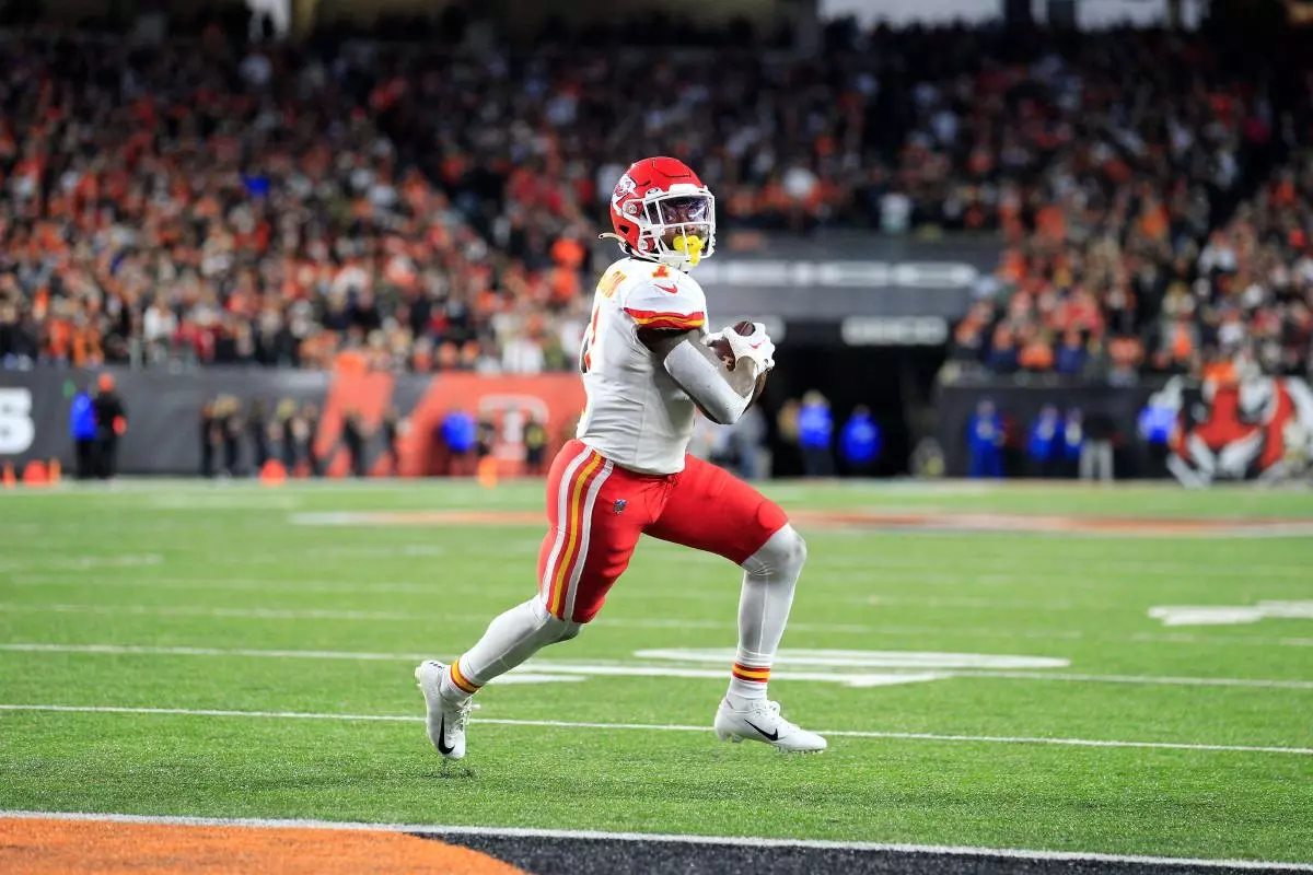 Rushing TD running back Jerick McKinnon (1) of the Kansas City Chiefs