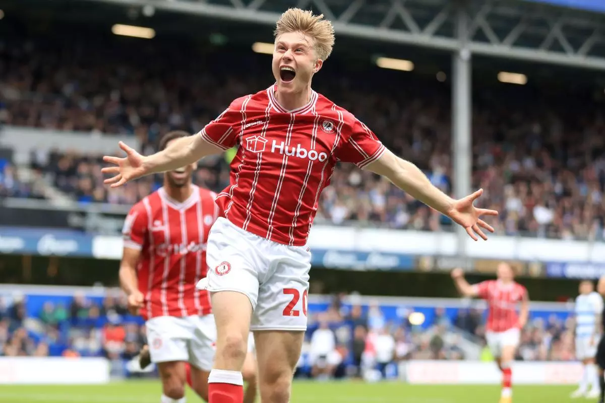 Sam Bell of Bristol City celebrates scoring