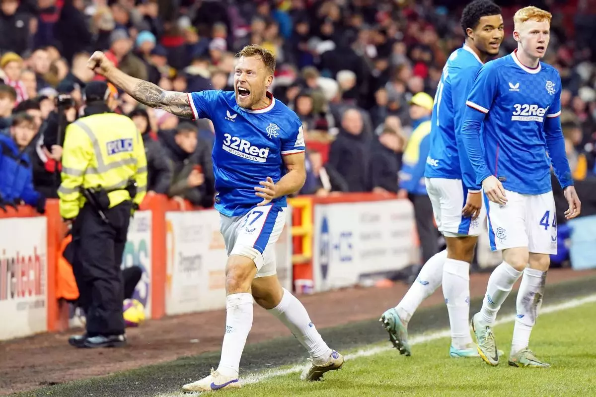 Scott Arfield celebrates scoring a brace against Aberdeen
