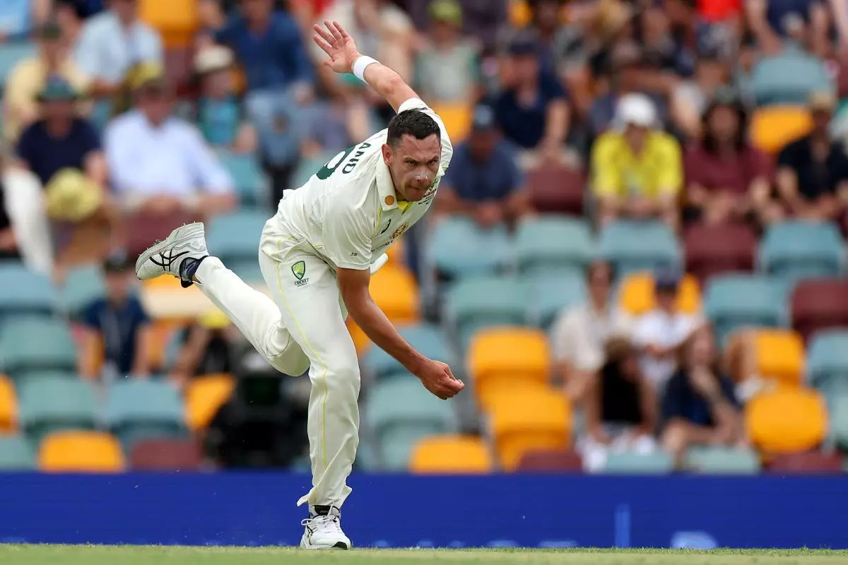 Scott Boland of Australia bowls during the Test match against South Africa - Dec 2022