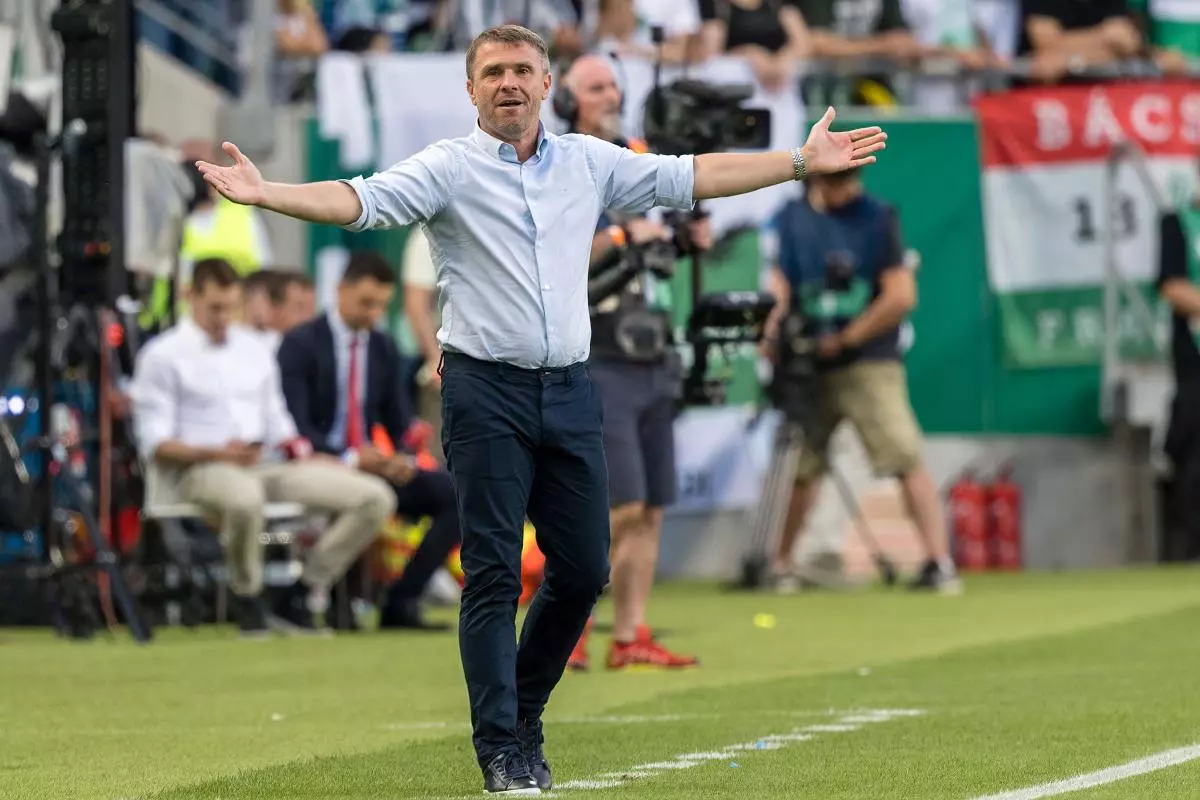 Serhiy Rebrov when he was head coach of Ferencvarosi TC - June 2020