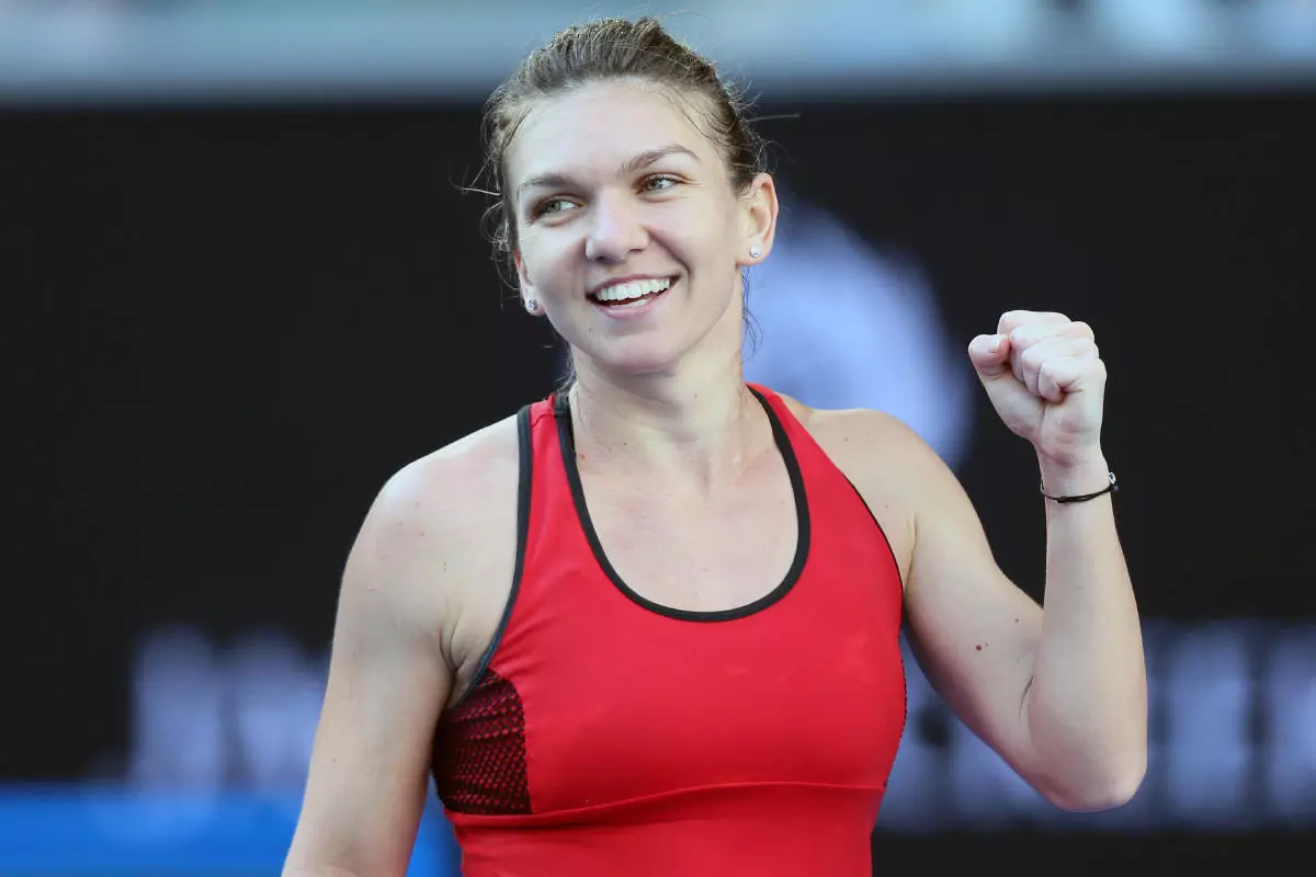 Simona Halep of Romania celebrates