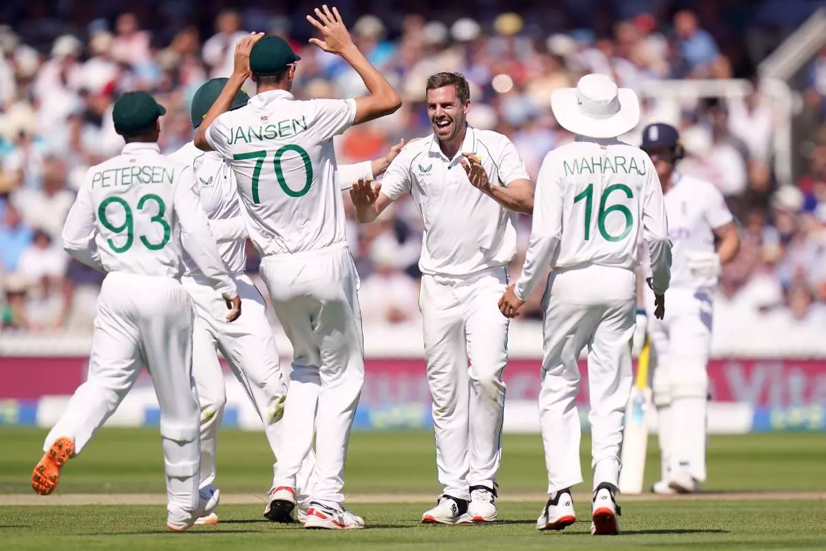 South Africa's Anrich Nortje celebrates