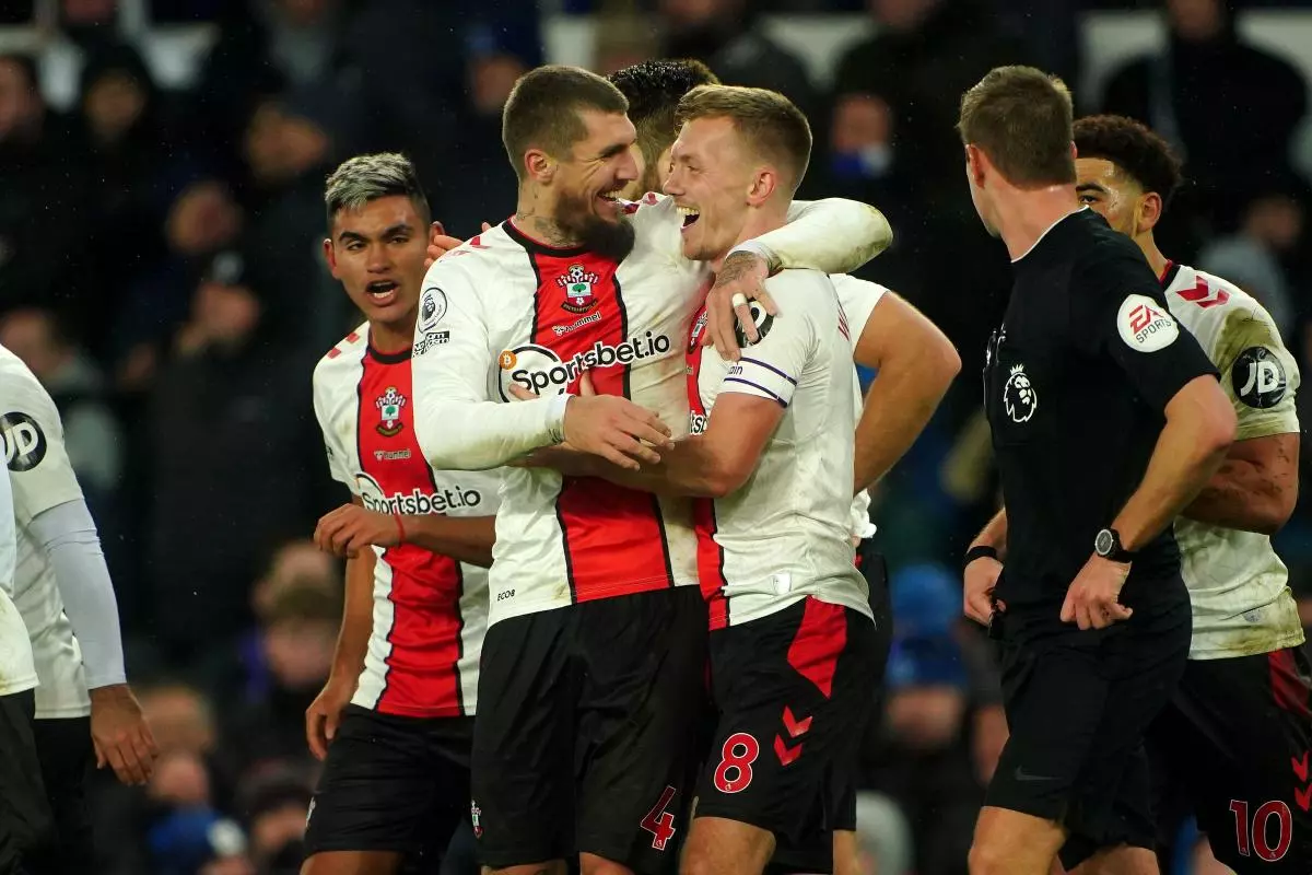 Southampton celebrate vs Everton 14 Jan 2023