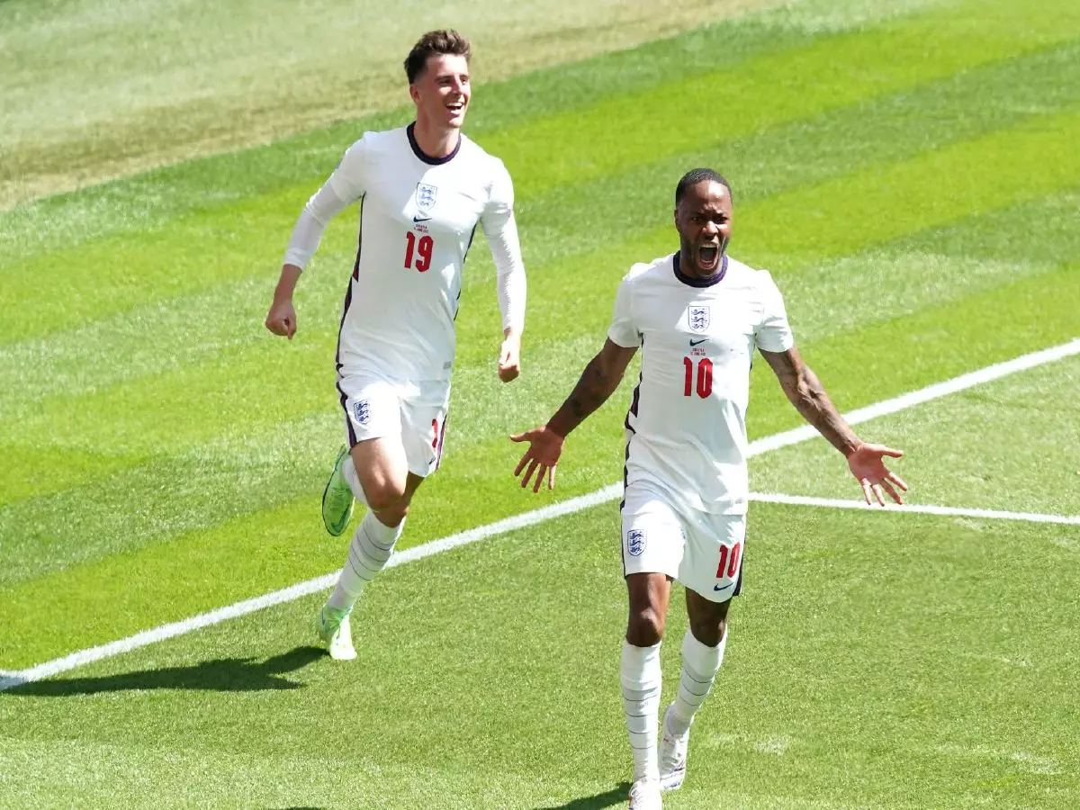 Raheem Sterling celebrates scoring against Croatia