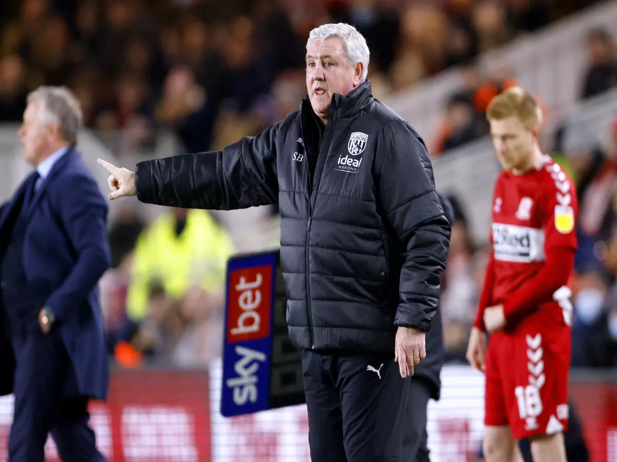 West Bromwich Albion manager Steve Bruce gestures on the touchline during the Sky Bet Championship match at the Riverside Stadium, Middlesbrough.