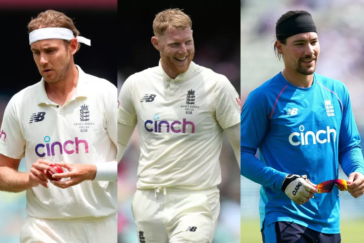 Stuart Broad, Ben Stokes and Rory Burns