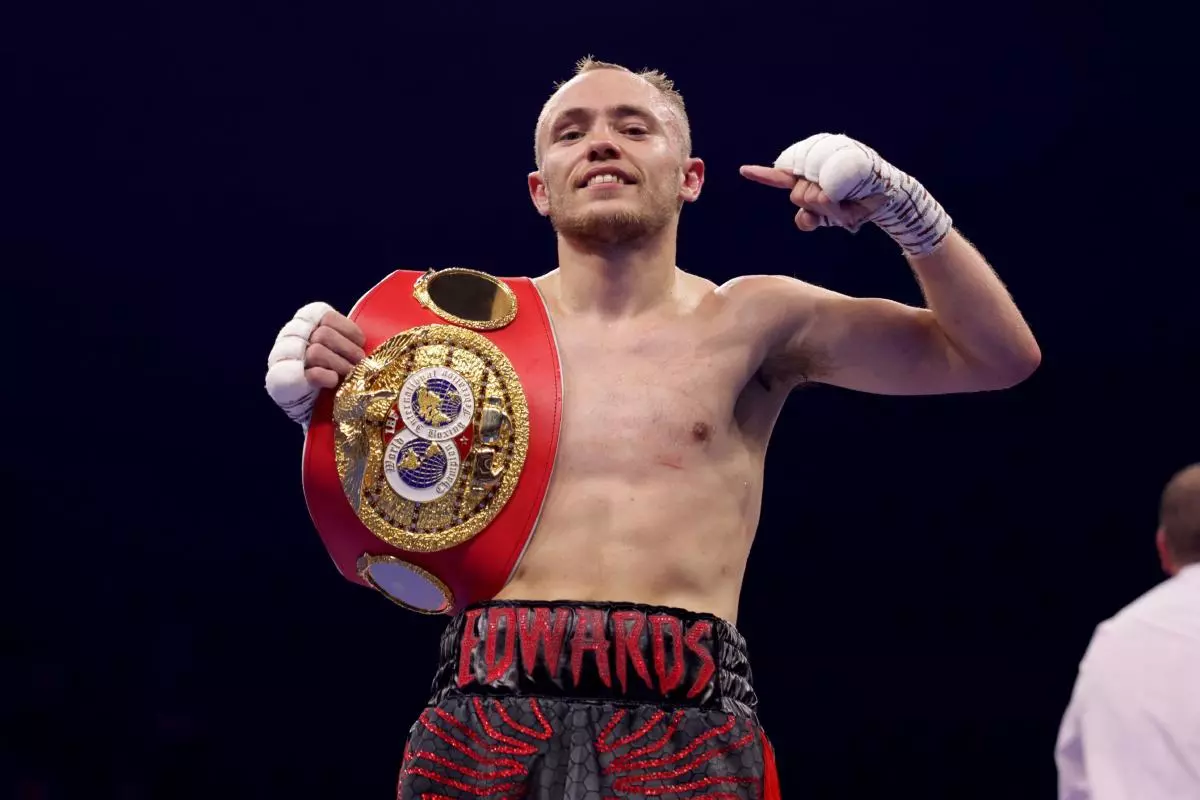 Sunny Edwards poses with his belt following the IBF Flyweight World Title match - June 2023