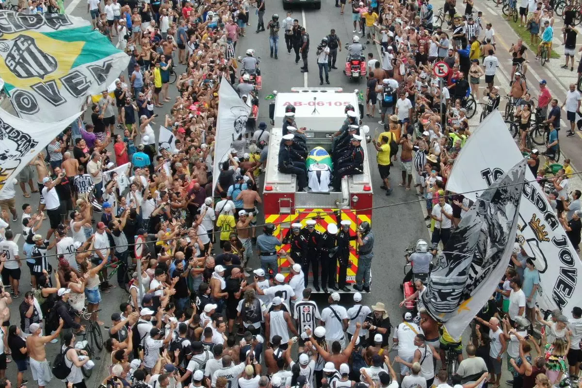 The coffin of the late Brazilian soccer star Pele