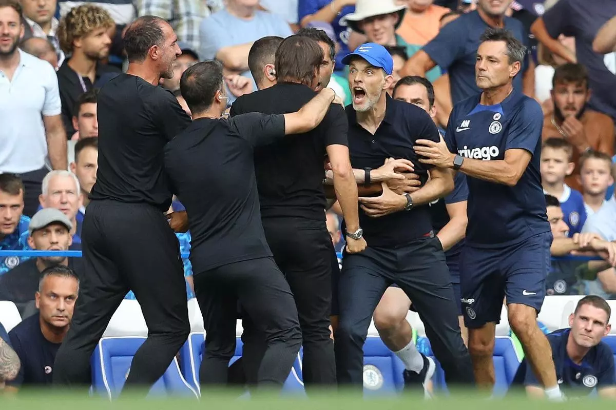 Thomas Tuchel, Manager of Chelsea and Antonio Conte, Manager of Tottenham Hotspur