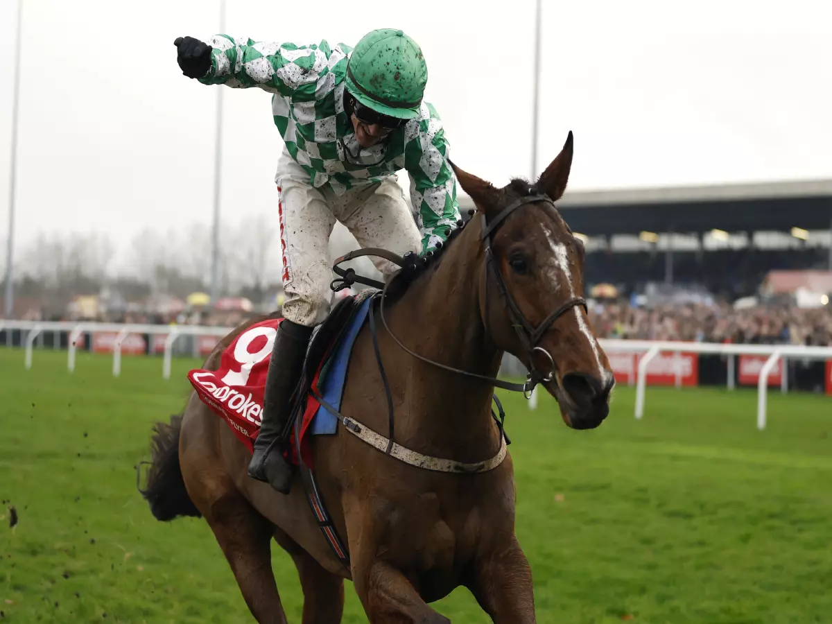 Tornado Flyer ridden by Danny Mullins on the way to winning the Ladbrokes King George VI Chase during King George VI Chase day of the Ladbrokes Christmas Festival at Kempton Park. Picture dat