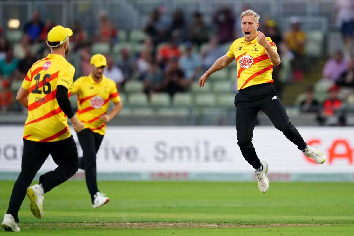 Trent Rockets' Luke Wood celebrates