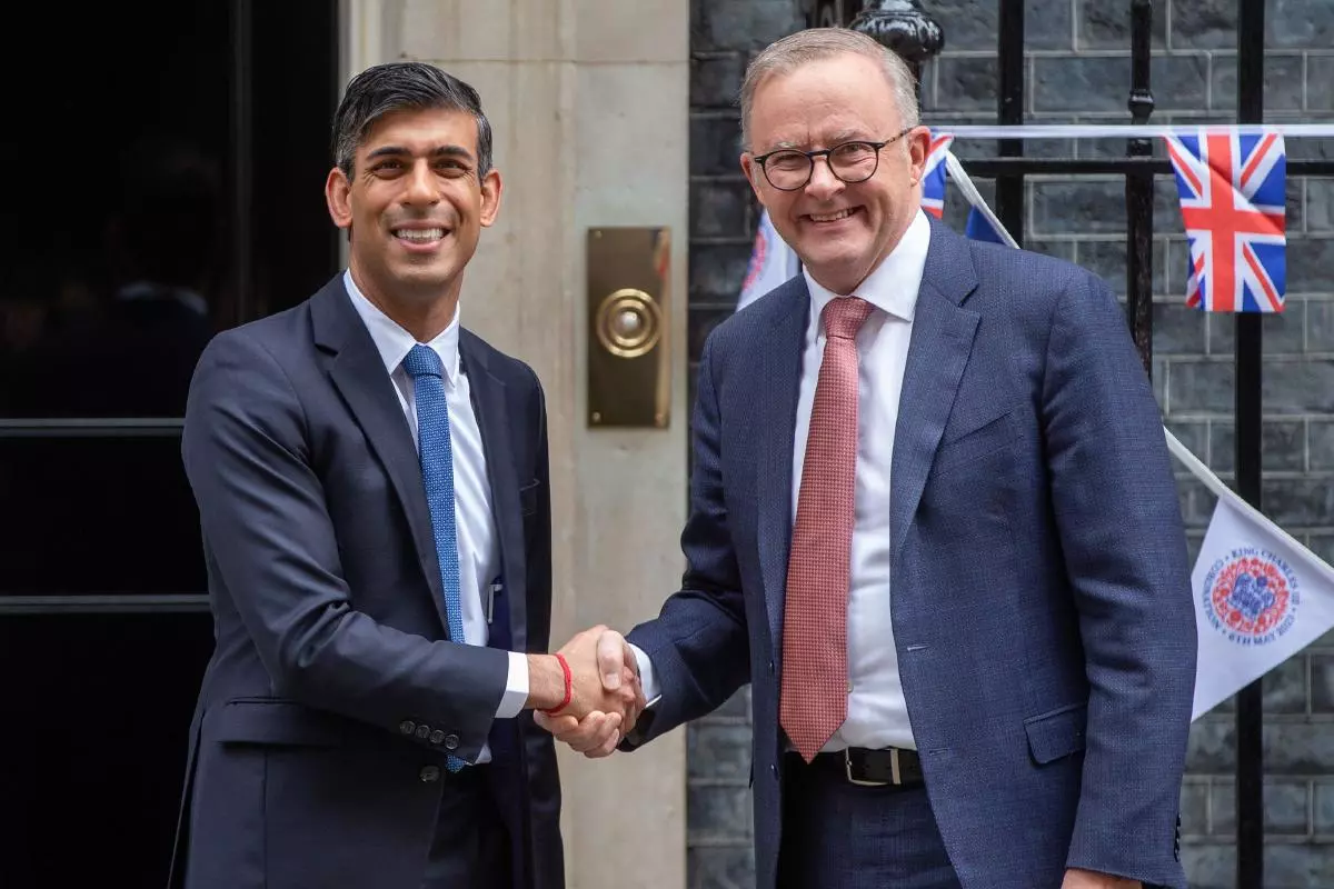 UK Prime Minister Rishi Sunak welcomes Prime Minister of Australia Anthony Albanese to 10 Downing Street - May 2023