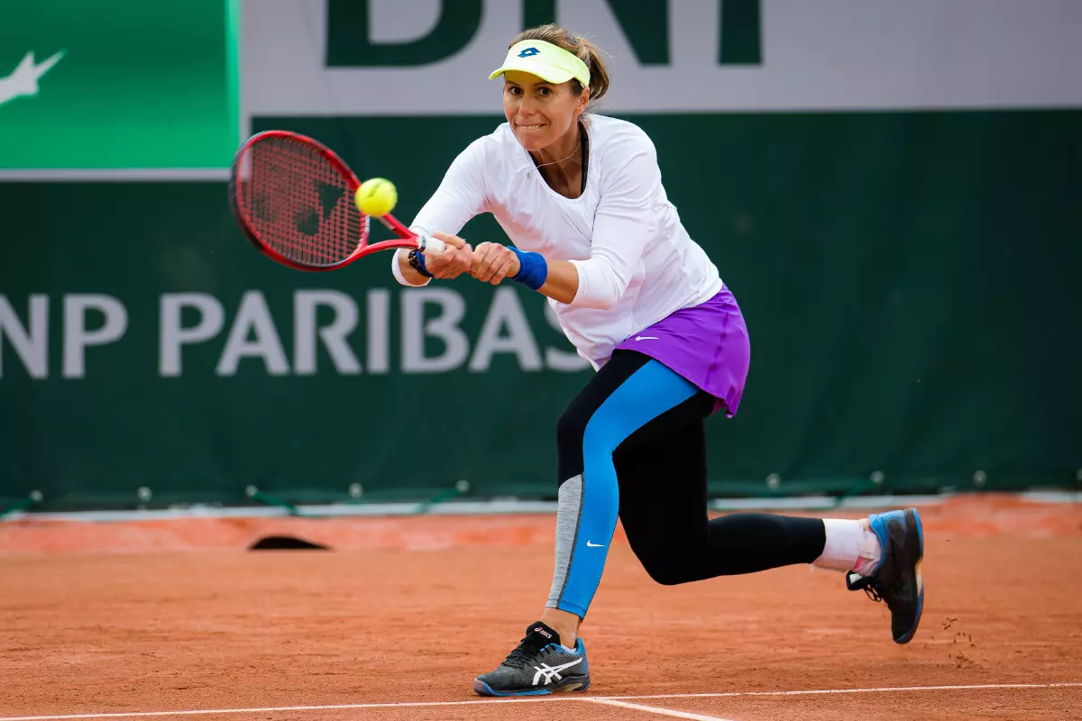 Varvara Lepchenko of the United States in action during the second qualifications round at the Roland-Garros 2021,