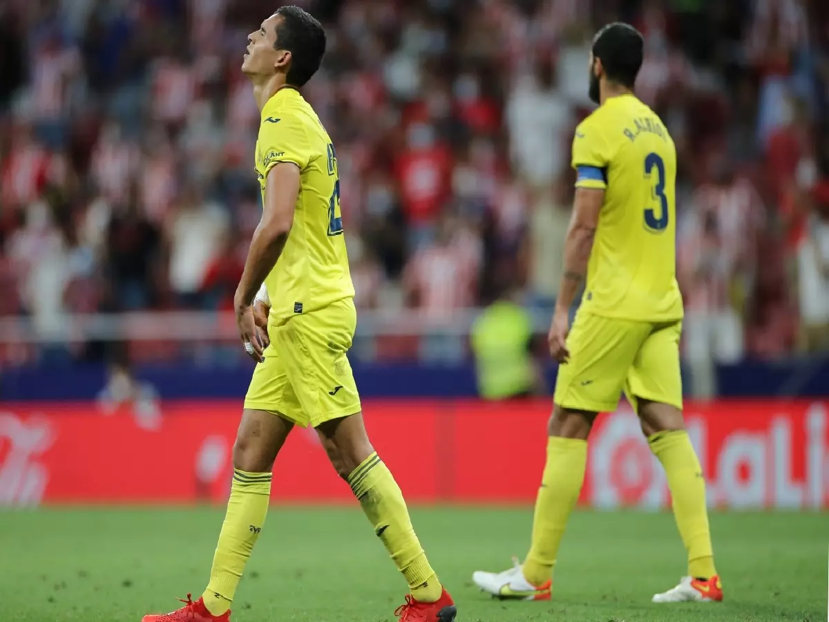 Villarreal defenders look dejected after their 2-2 draw with Atletico Madrid