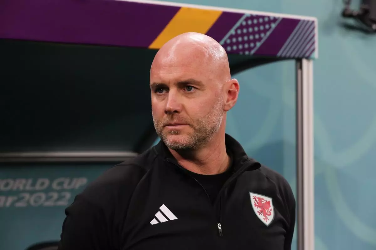 Wales Manager Robert Page looks on from the dugout
