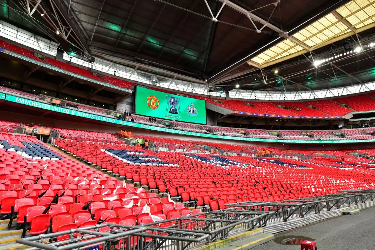 Wembley Stadium before the Carabao Cup Final match between Manchester United and Newcastle United
