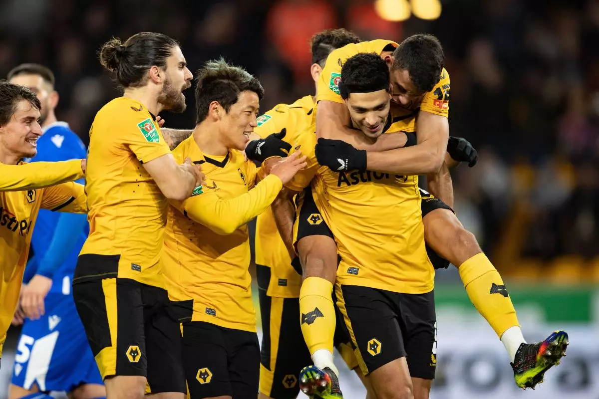 Wolves's Raul Jimenez and teammates celebrate