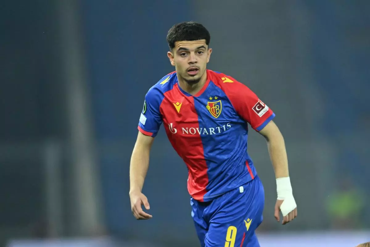 Zeki Amdouni playing for Basel in the UEFA Conference League - May 2023