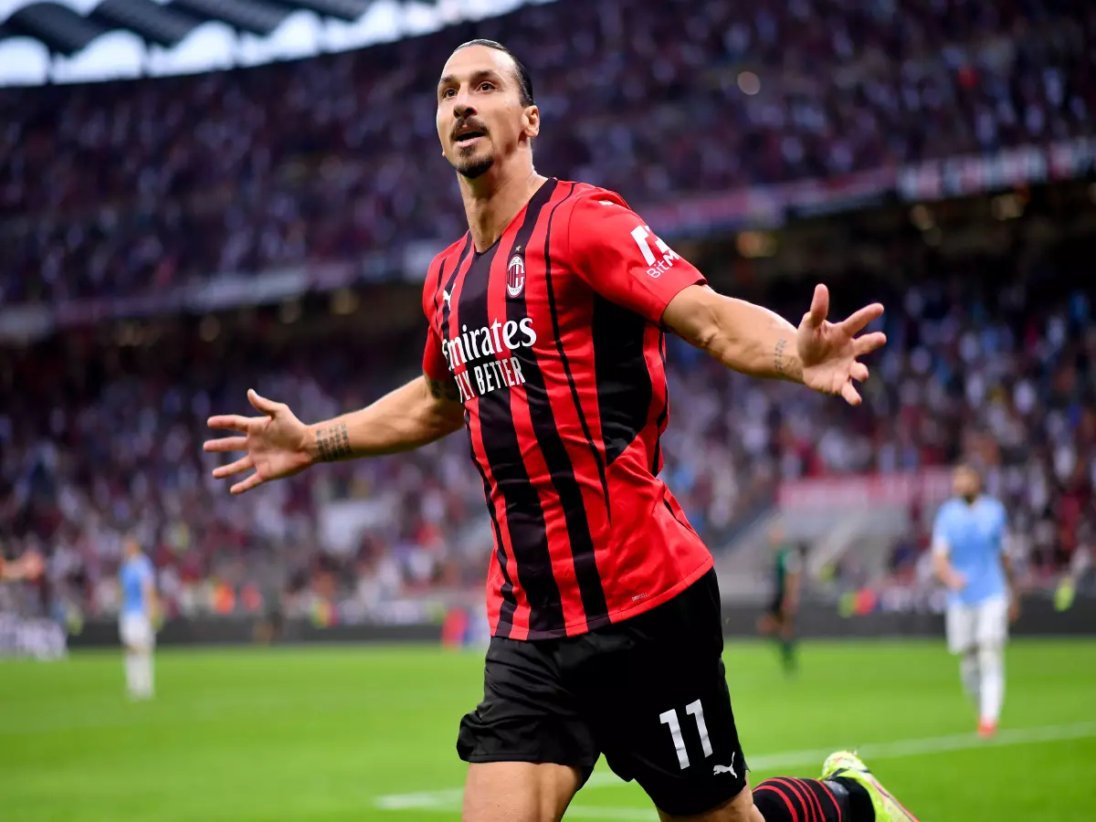 AC Milan's Zlatan Ibrahimovic celebrates his goal during a Serie A football match between AC Milan and Lazio in Milan