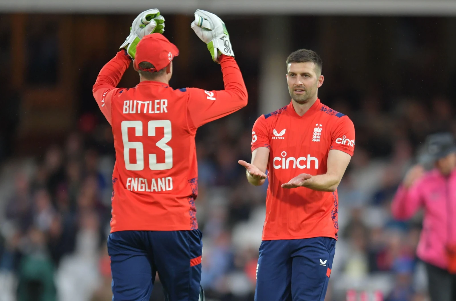 Jos Buttler and Mark Wood playing for England