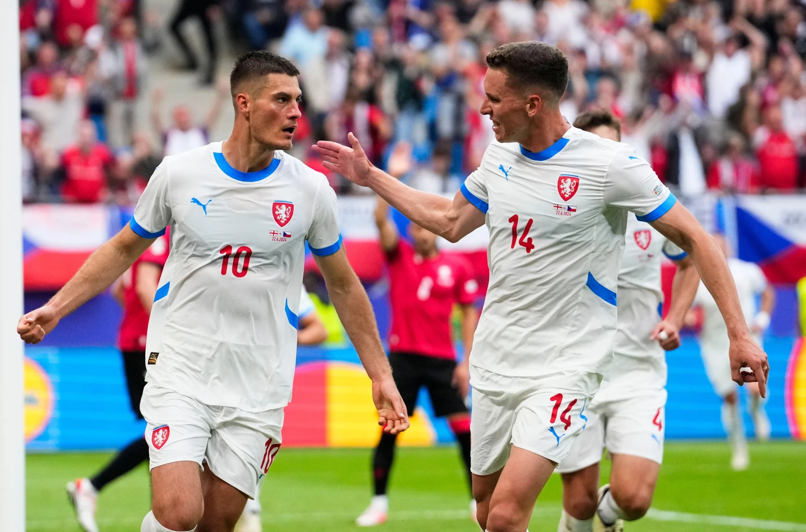 Czech Republic's Patrik Schick and Lukas Provod at Euro 2024