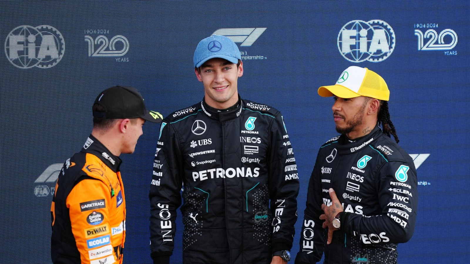 George Russell Lewis Hamilton Lando Norris Silverstone qualifying 6 July, 2024