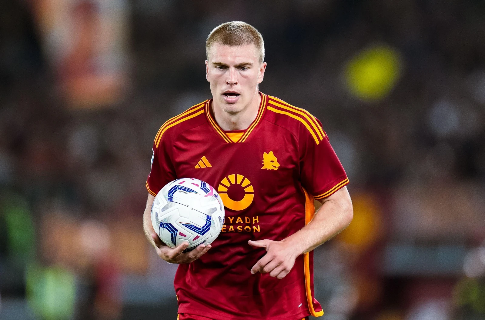 Rasmus Kristensen playing for AS Roma