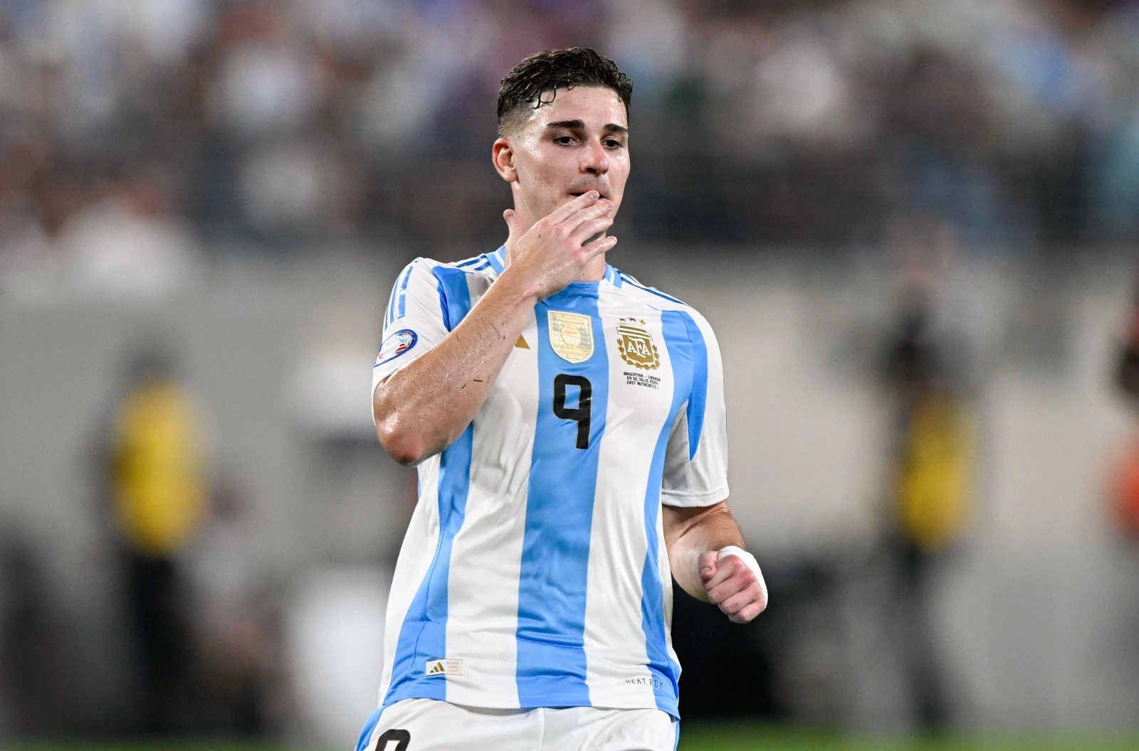 Julian Alvarez playing for Argentina