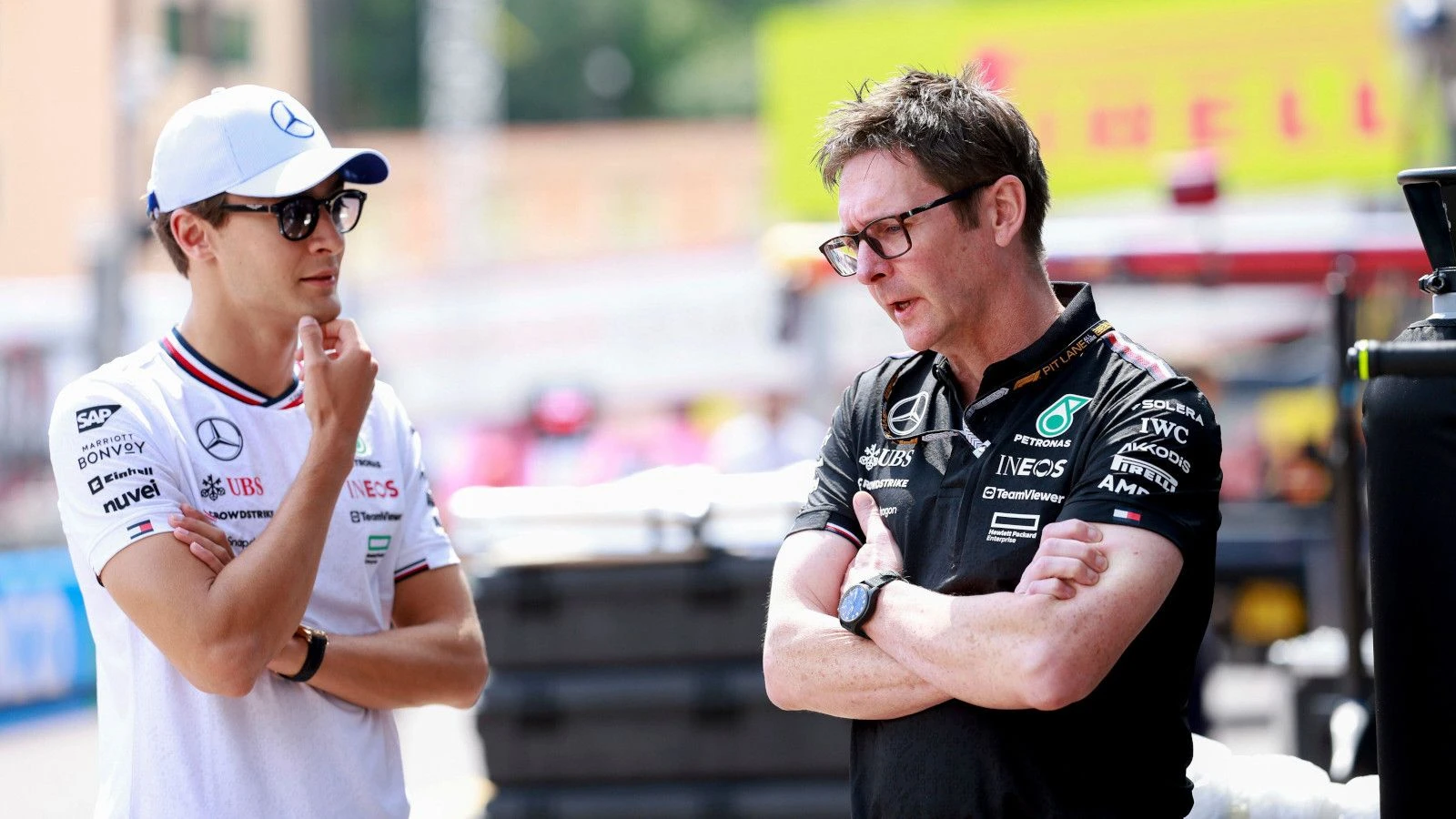 George Russell with Andrew Shovlin 23 May, 2024