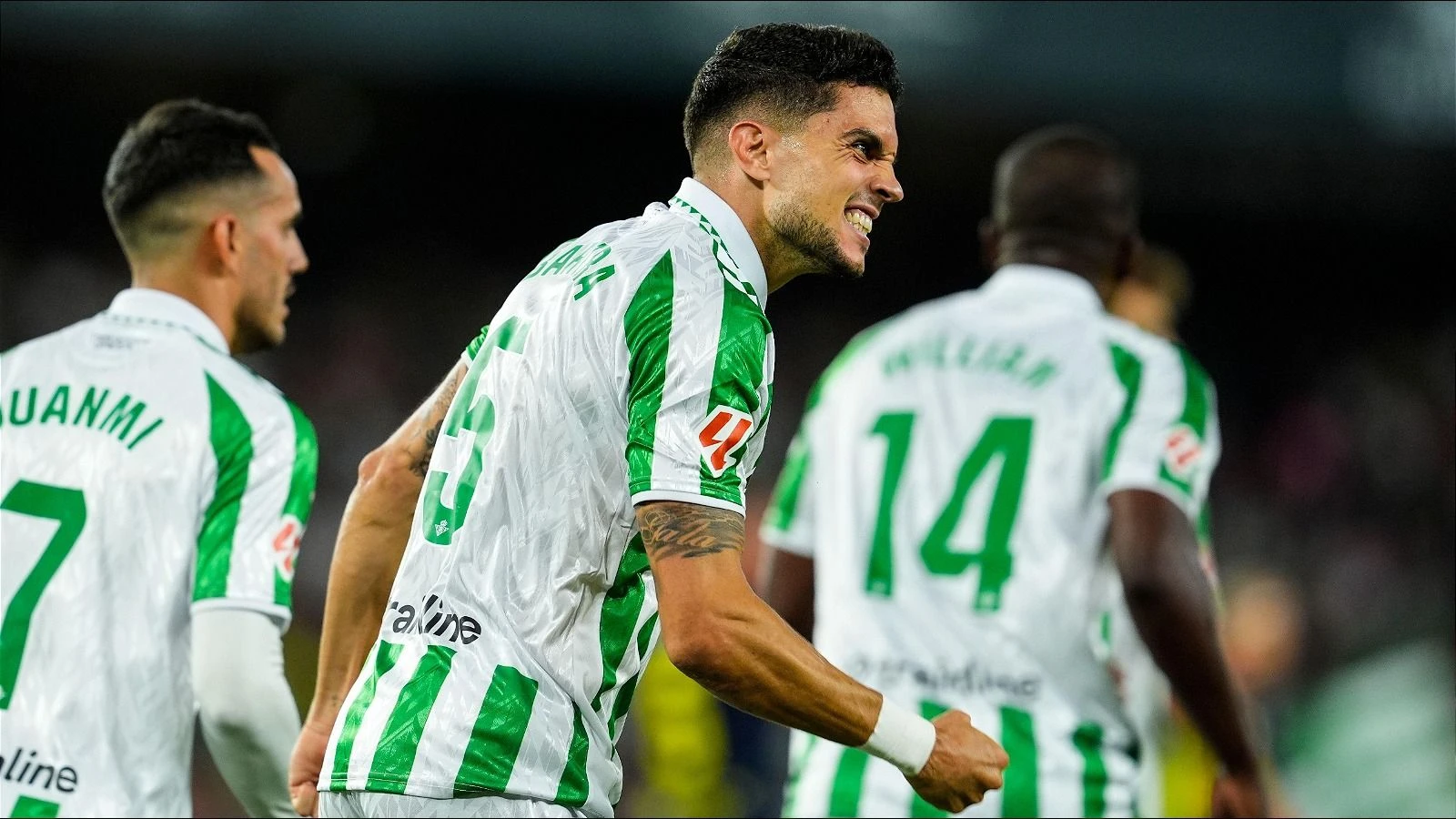 Marc Bartra of Real Betis celebrates scoring