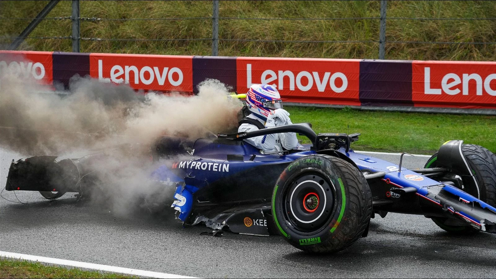 Williams driver Logan Sargeant escapes fire