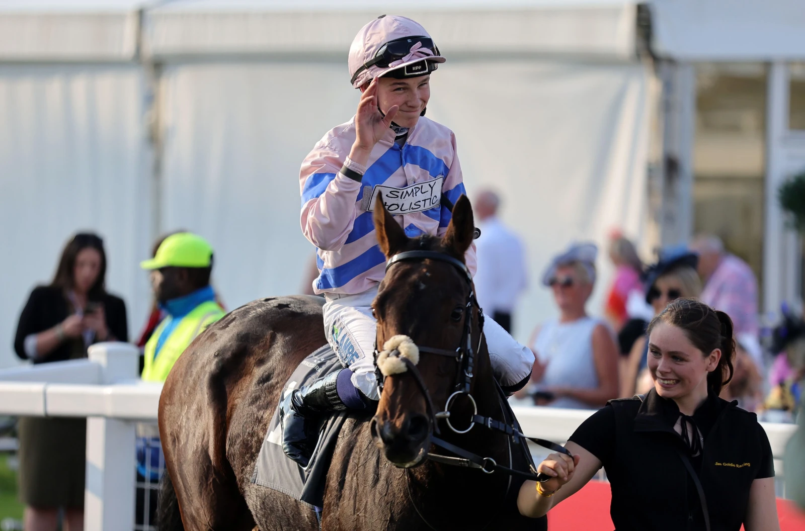 Yaaser and jockey Billy Loughnane after winning the Microtech Group Handicap at Ayr