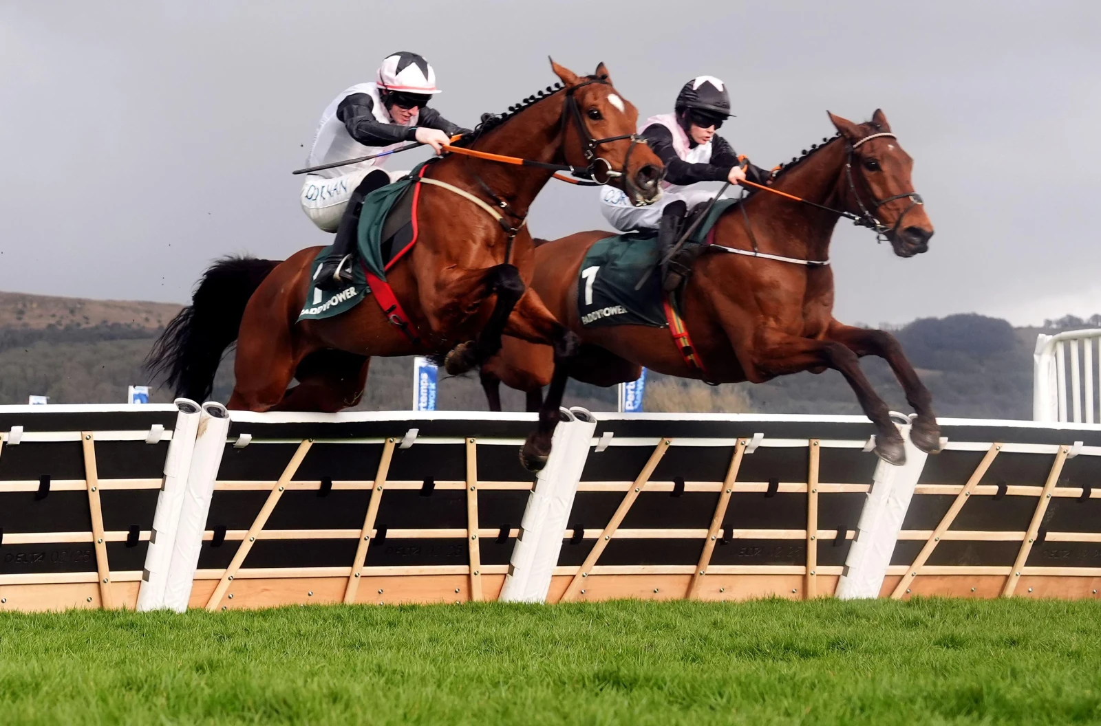 Bob Olinger ridden by jockey Rachael Blackmore (right) on their way to winning the Stayers' Hurdle at 2025 Cheltenham Festival