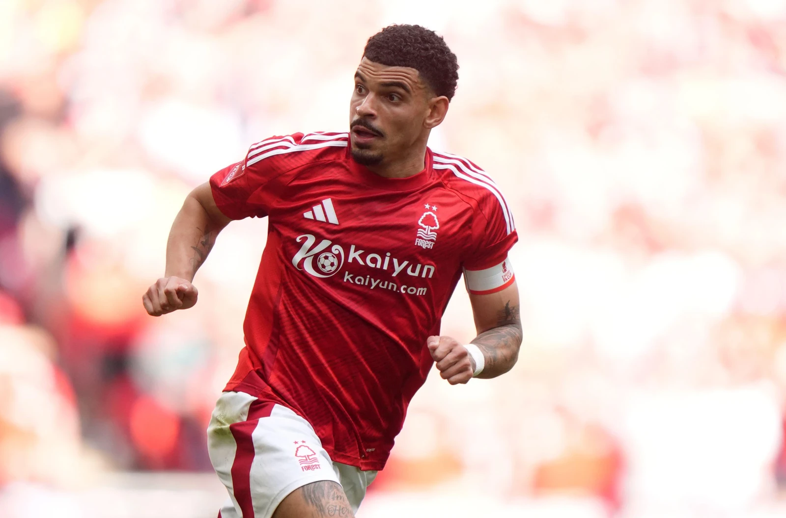 Nottingham Forest's Morgan Gibbs-White during the Emirates FA Cup Semi Final match at Wembley Stadium
