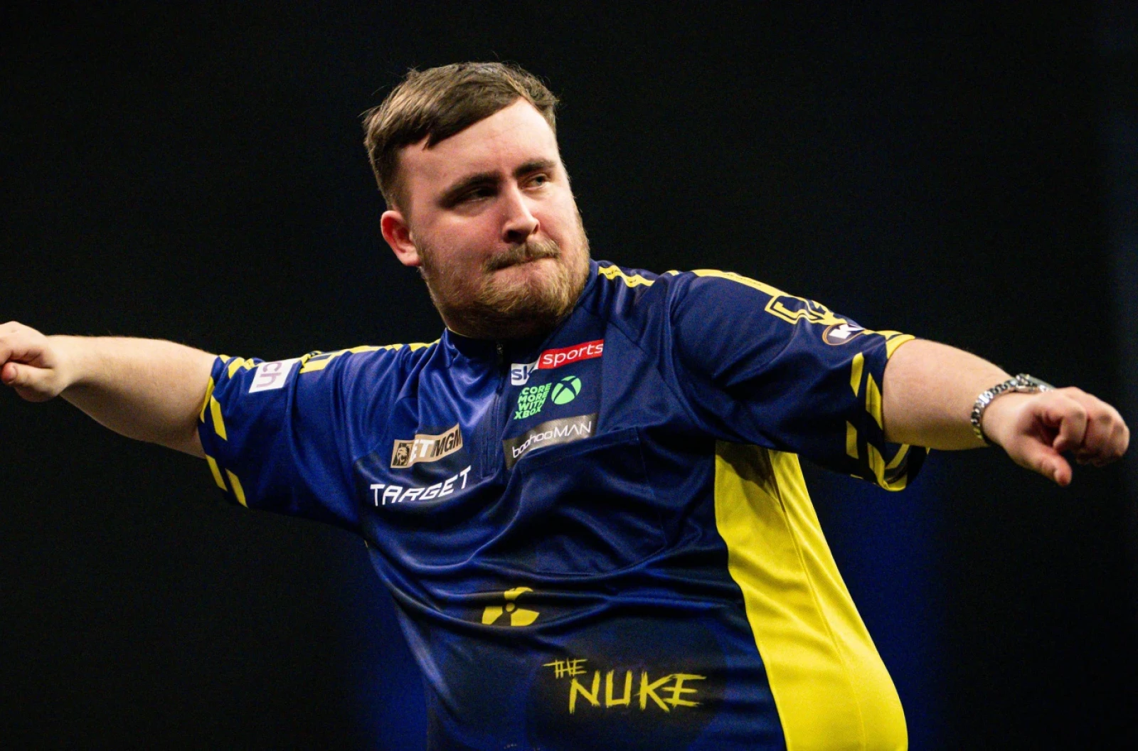 Luke Littler in Premier League Darts action