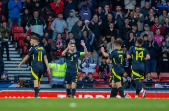 Scotland celebrate Andy Robertson goal