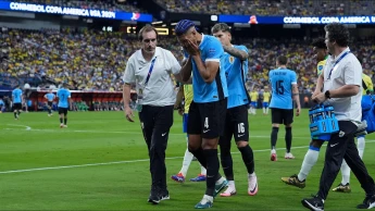 Ronald Araujo of Uruguay leaves the pitch during the Copa America