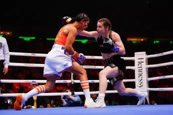 Katie Taylor in action against Amanda Serrano