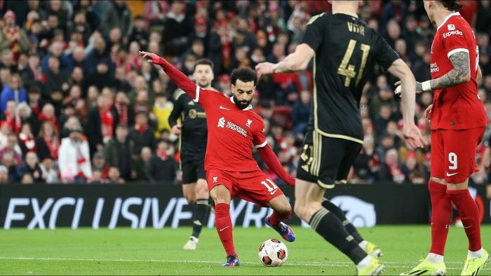 Mohamed Salah scores record-breaking goal in Liverpool's Europa League win