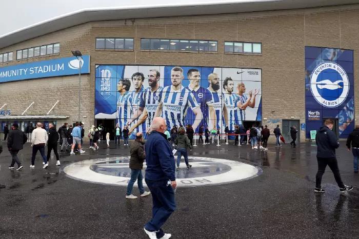 Brighton fans outside the Amex stadium prior to a game, August 2021