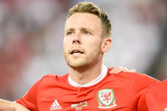 Chris Gunter of Wales during the UEFA Euro 2020 Qualifiers Group E match between Hungary and Wales at Groupama Arena in Budapest, Hungary on June 11, 2019