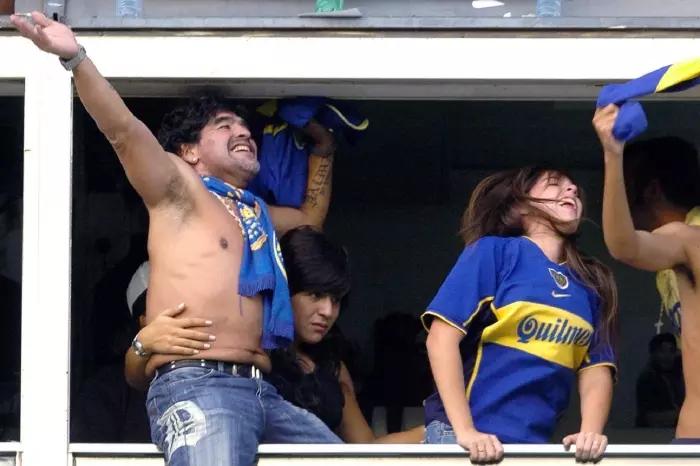 Diego Maradona supporting Boca Juniors 