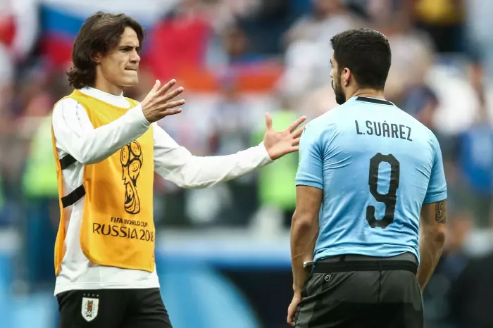 Edinson Cavani and Luis Suarez at the 2018 World Cup
