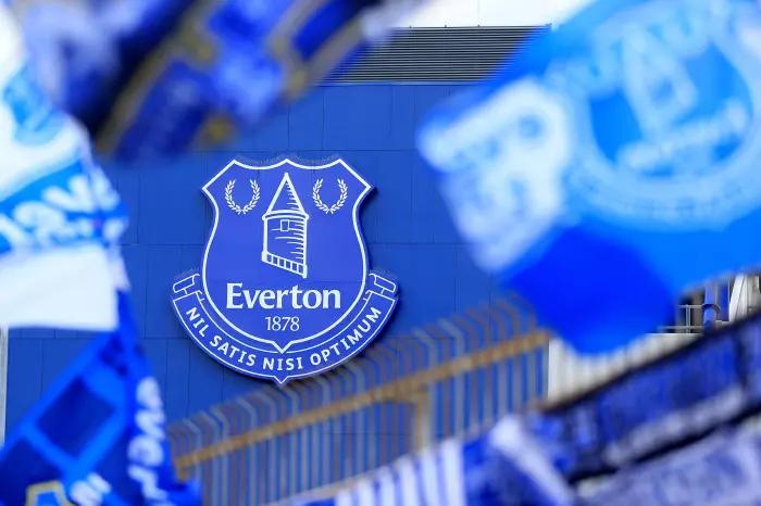 The crest of Everton FC at Goodison Park